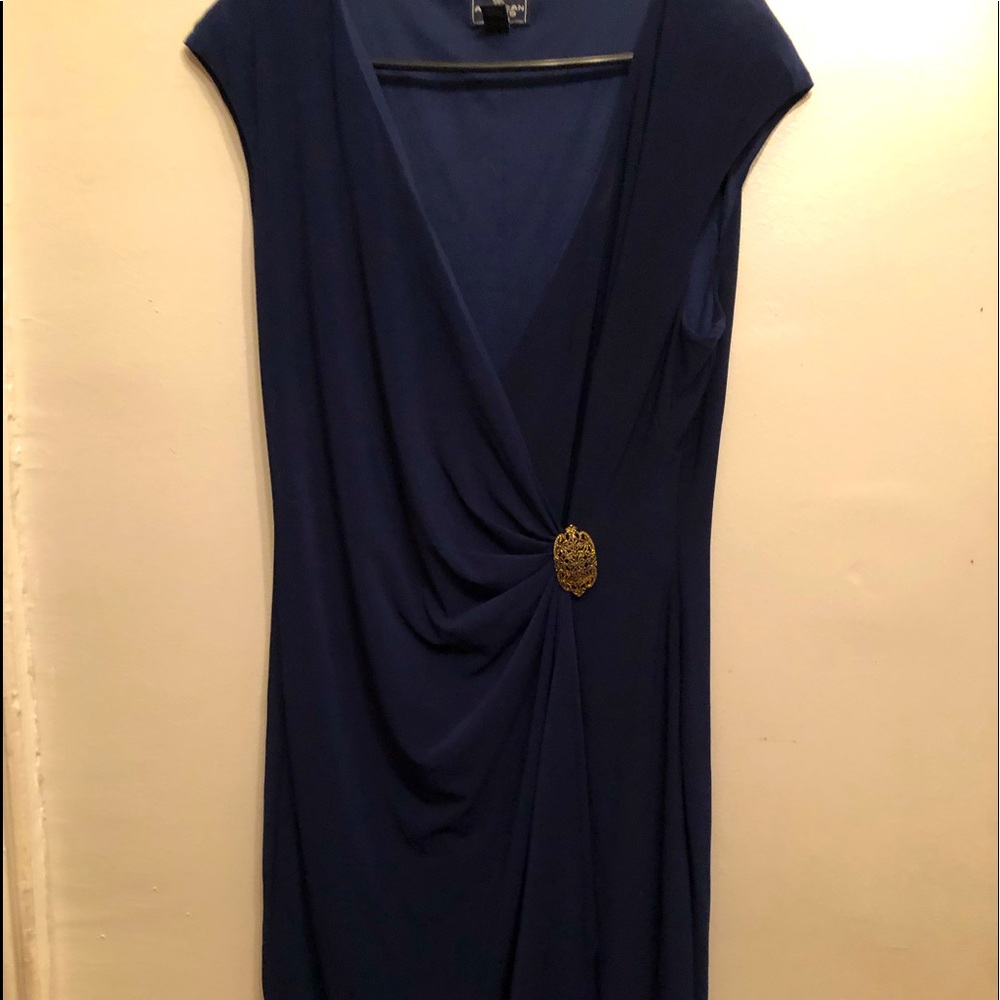Navy blue cap sleeve pull on dress